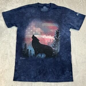 The Mountain Wolf USA Flag‎ Tie Dye Alaska Graphic T Shirt Medium